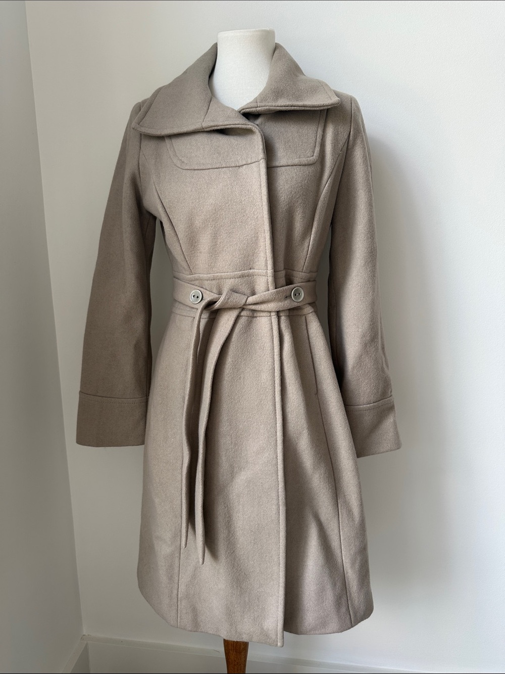 Mossimo Target Women’s Taupe Belted Wool-Blend Coat Size Small